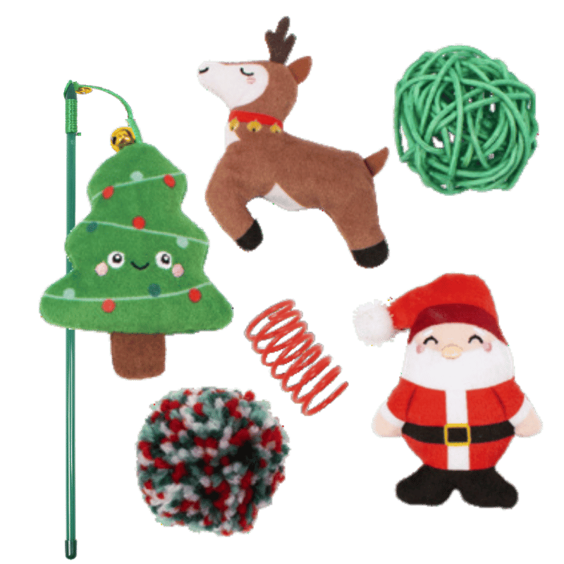Fringe Studio - Cat - Toy - Holiday - Catnip - Wand -  Jingle Joy - 6pc