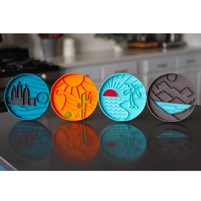 Messy Mutts - Silicone - Interactive Bowl - Orange Desert Pattern