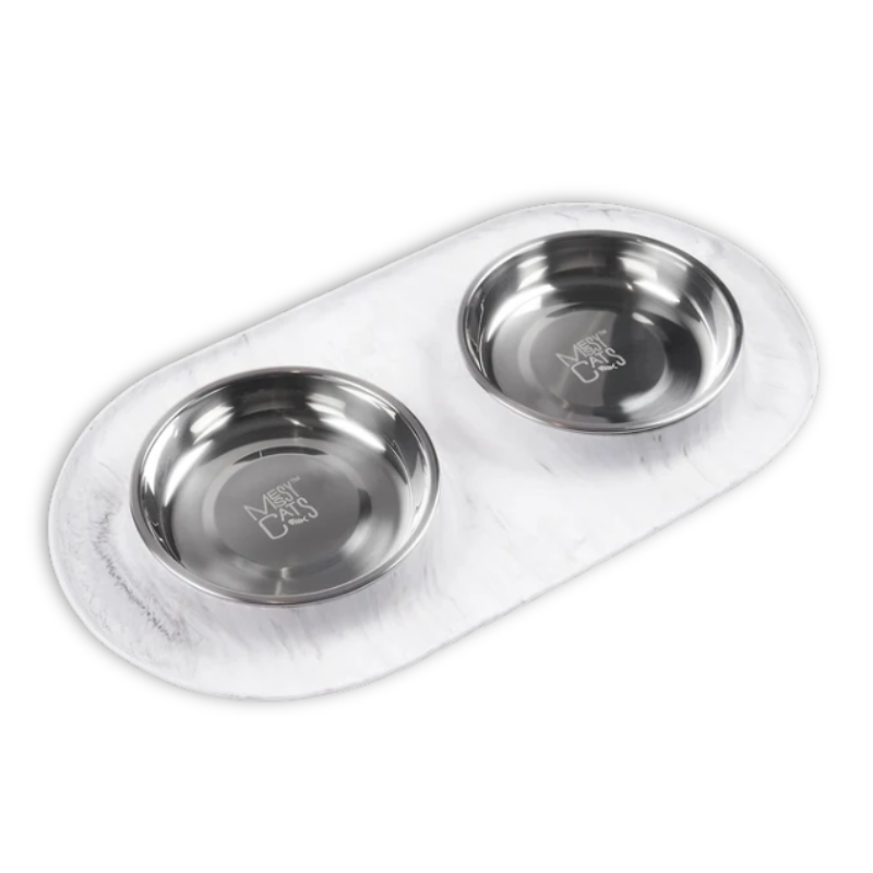 Messy Cats - Feeder - Double - Silicone - Marble