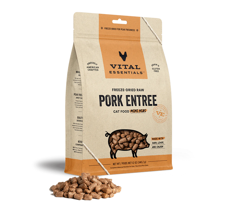 Vital Essentials - Cat GF Freeze Dried Food Pork Mini Nibs Cat - 12 oz