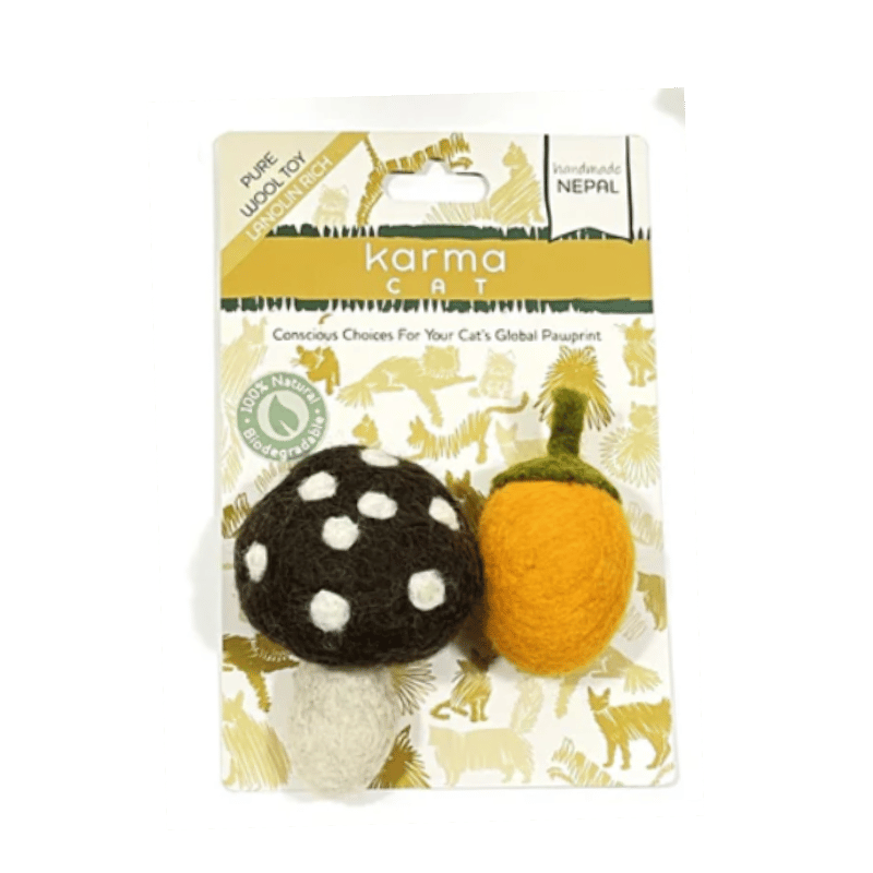 Dharma Dog Karma Cat - Toy - Mushroom & Acorn - 2pk