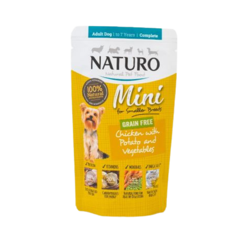 Naturo - Adult Mini GF Chicken 8 x 150g Pouch [April Expiry]