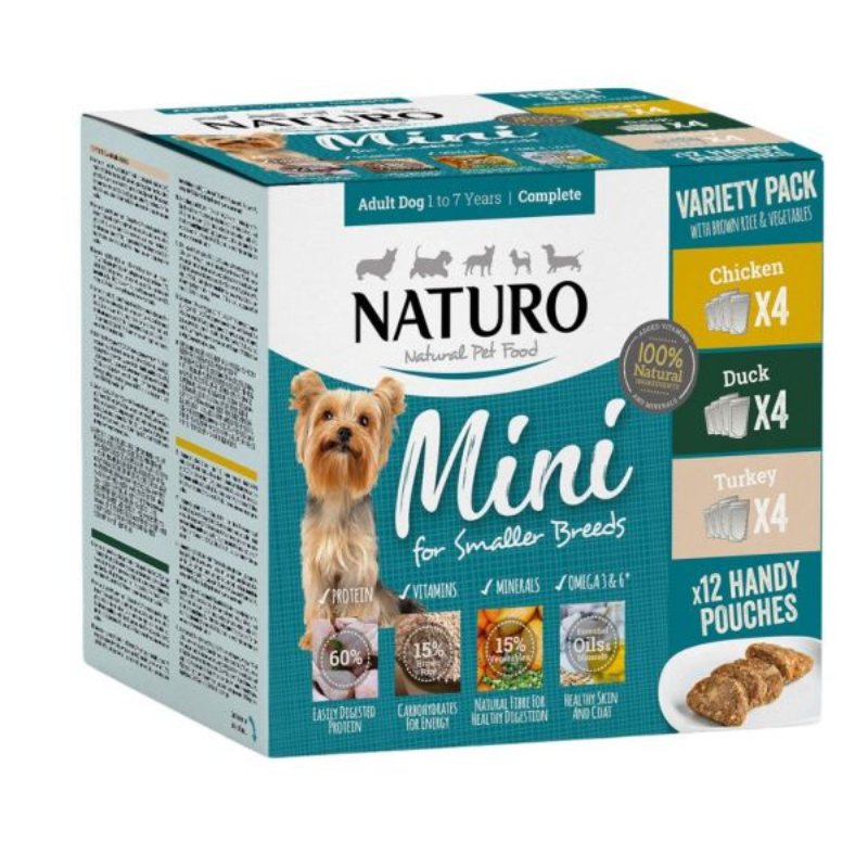 Naturo -  Adult Mini 150g Pouch Variety 12 Pack  x4