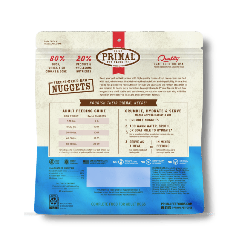PRIMAL - Canine - Freeze-Dried - Nuggets - Duck+