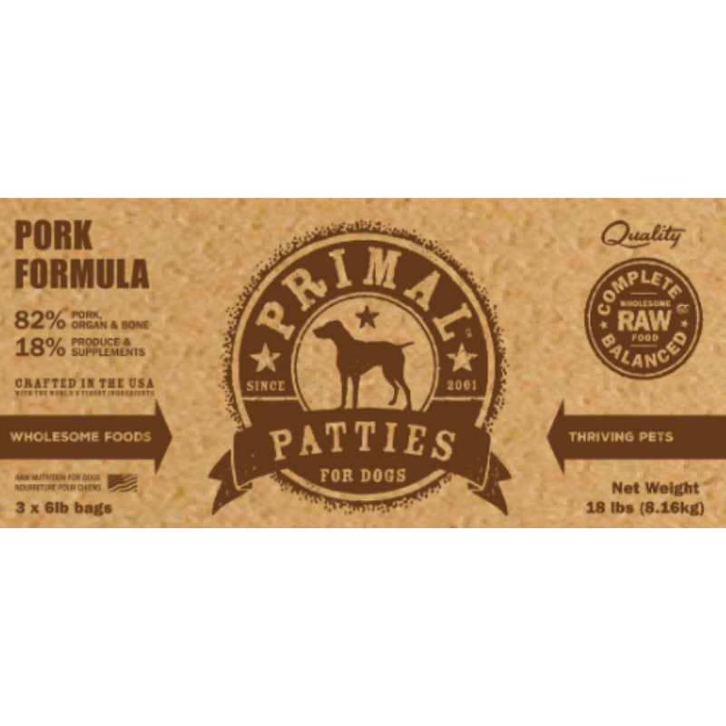 Primal -BULK Canine Pork Formula - 18 lbs