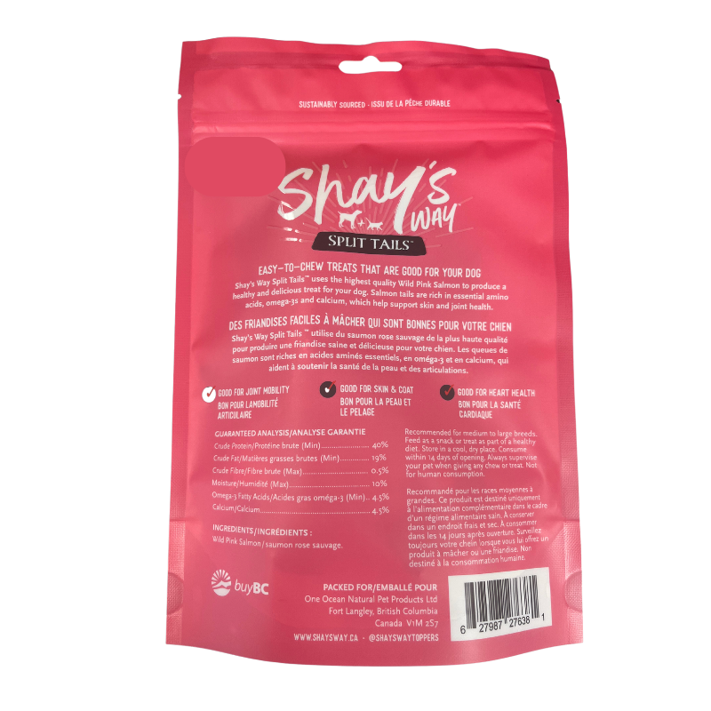 Shay's Way - Air Dried Pink Salmon Split Tails 50g - Pets Canada