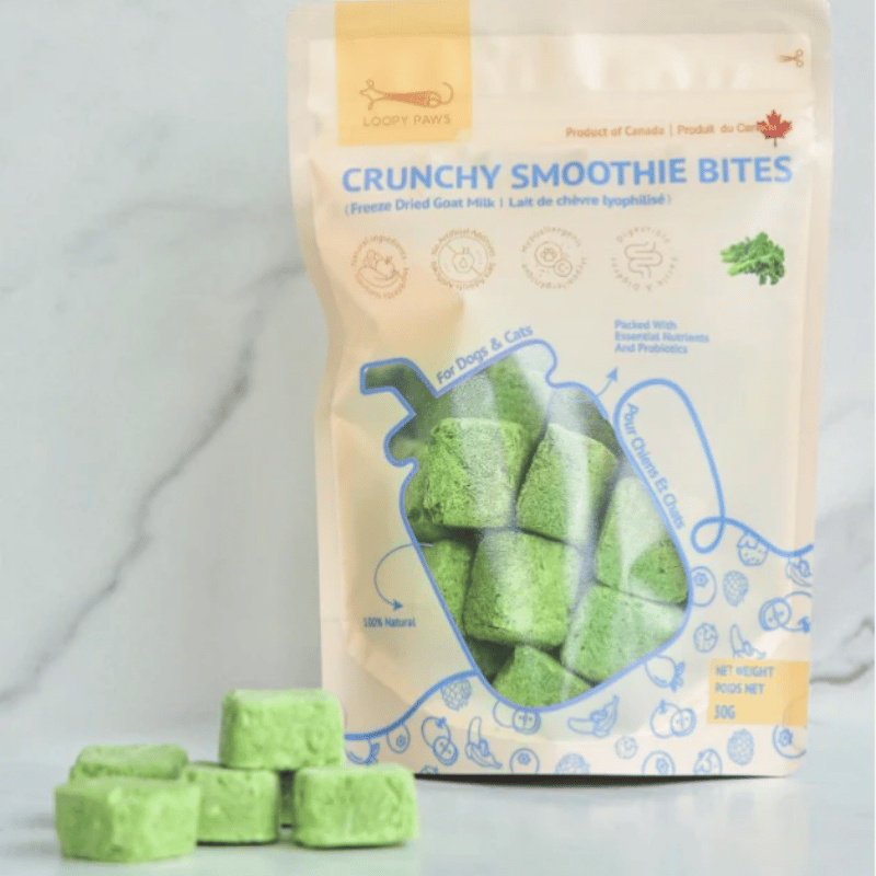Loopy Paws - Treats - Freeze-Dried - Crunchy Smoothie Bites - Kale - 30g