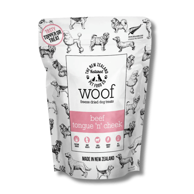 NZ Natural Pet Food Co - Freeze Dried - Treats - Woof - Beef - Tongue 'n' Cheek - 50g