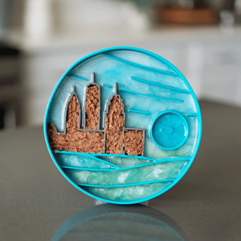 Messy Mutts - Interactive Bowl - Silicone - Blue City Pattern