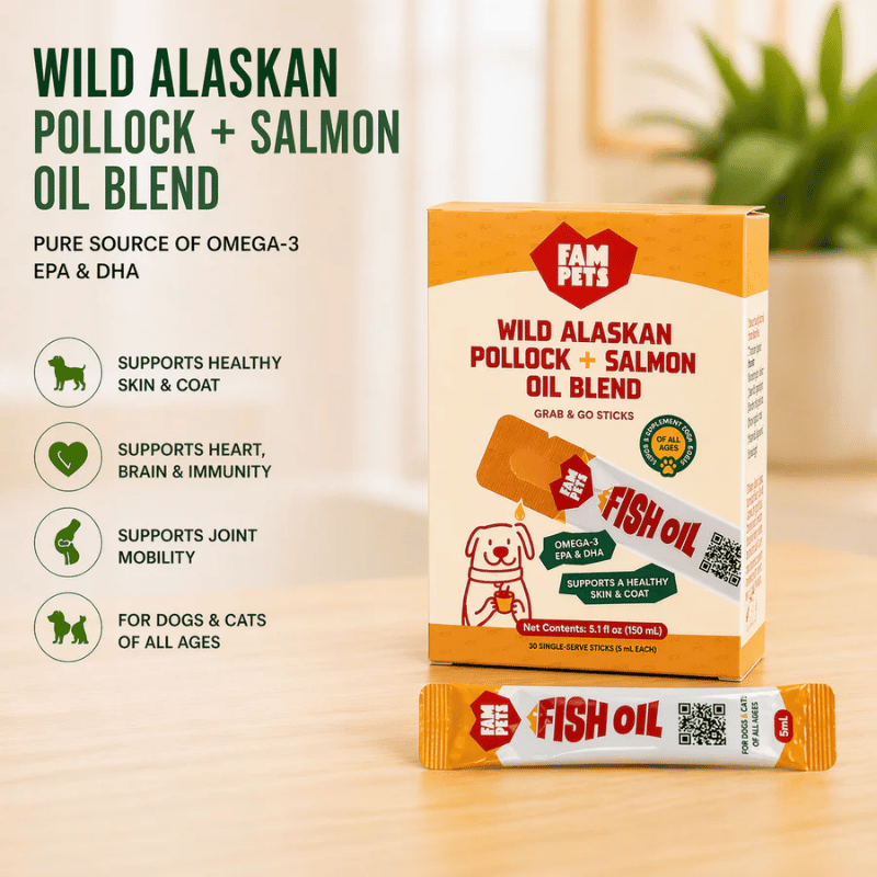 Fam-Pets - Alaskan - Pollock & Salmon - Omega-3 Fish Oil - Sticks / 30pc