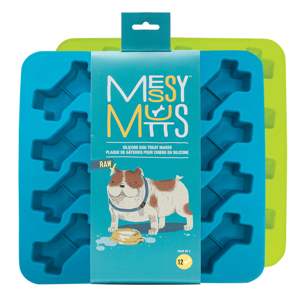 Messy Mutts - Treat Maker - Bake & Freeze - Silicone - Bone -  2 pack