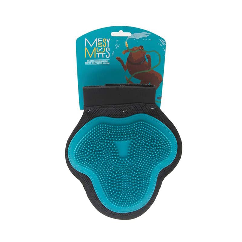 Messy Mutts - Silicone Grooming Glove - Large Blue