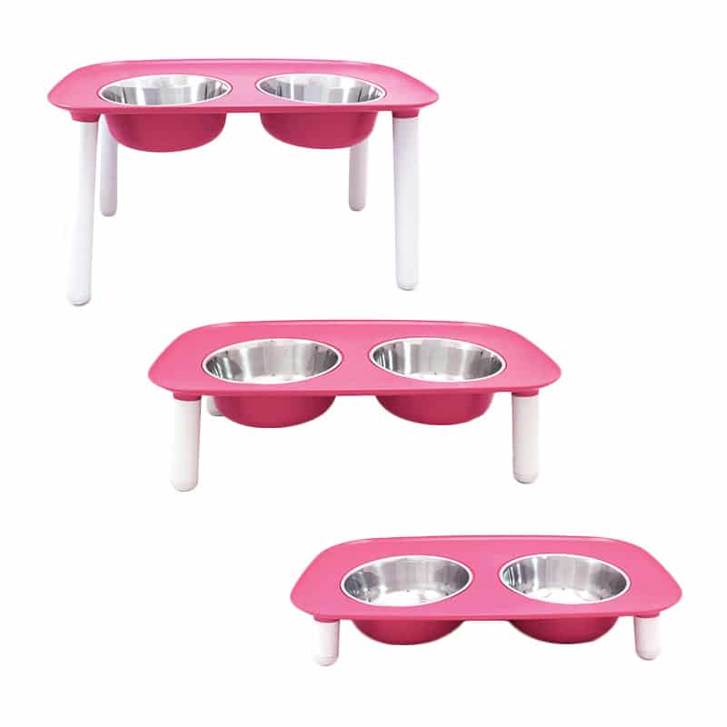 Messy Mutts - Feeder - Elevated - Stainless Steel Bowls - Adjustable Height