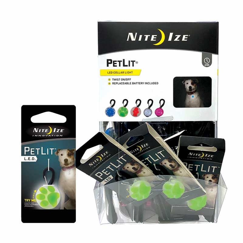 NITE IZE - PetLit LED Collar Light Gravity Bin Display - 24 Units