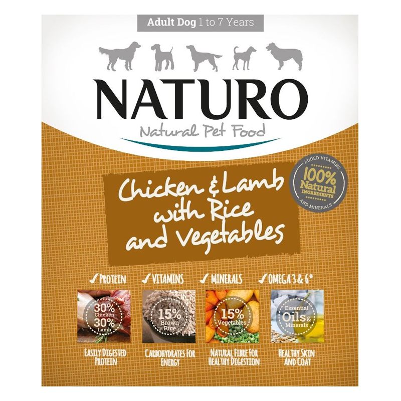 Naturo - Dog Trays - Chicken, Lamb & Rice with Veg (400g - Case of 7)