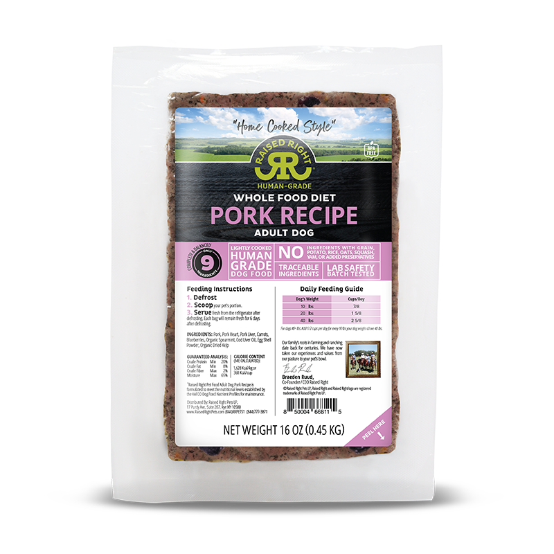 Raised Right - Pork Adult Dog Recipe - 16oz (Case of 8)