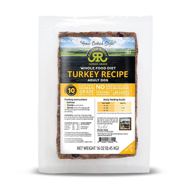 Raised Right - Turkey Adult Dog Recipe - 16oz (Case of 8)