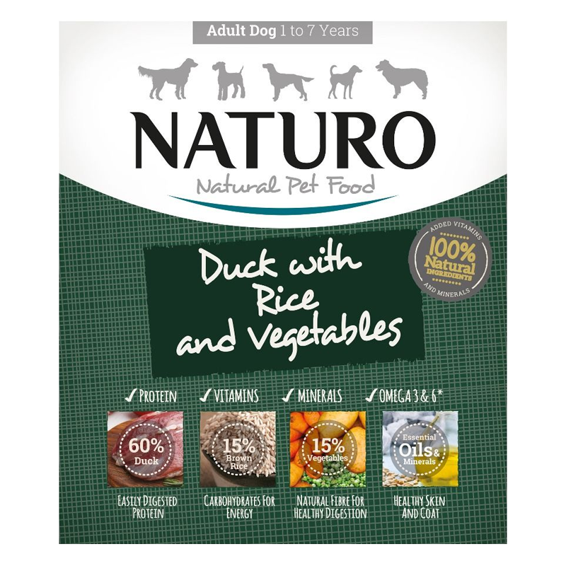 Naturo - Dog Trays - Adult Duck & Rice with Veg (400g - Case of 7)