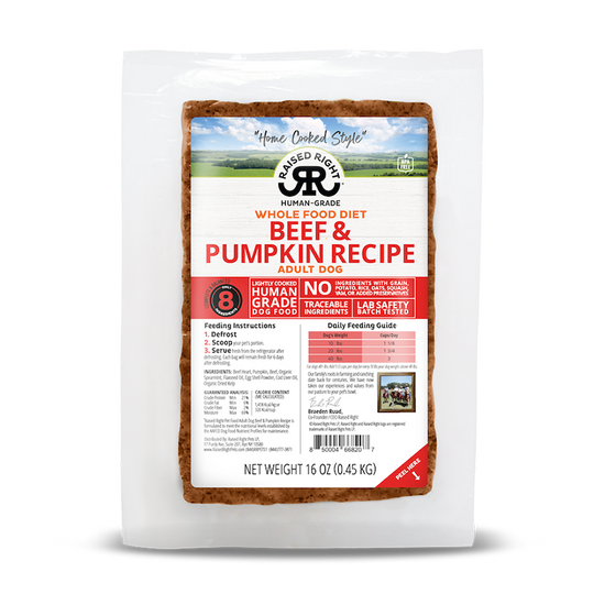 Raised Right - Beef with Pumpkin Adult Dog Recipe - 16oz (Case of 8) - Pets Canada