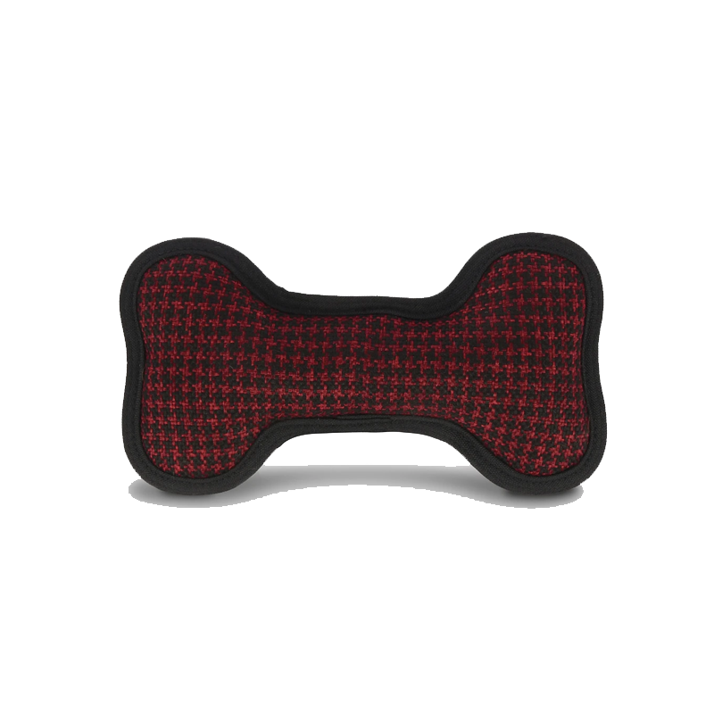 PLAY - Eco Play Bone Toy Dogs Life - Houndstooth Red/Black Small