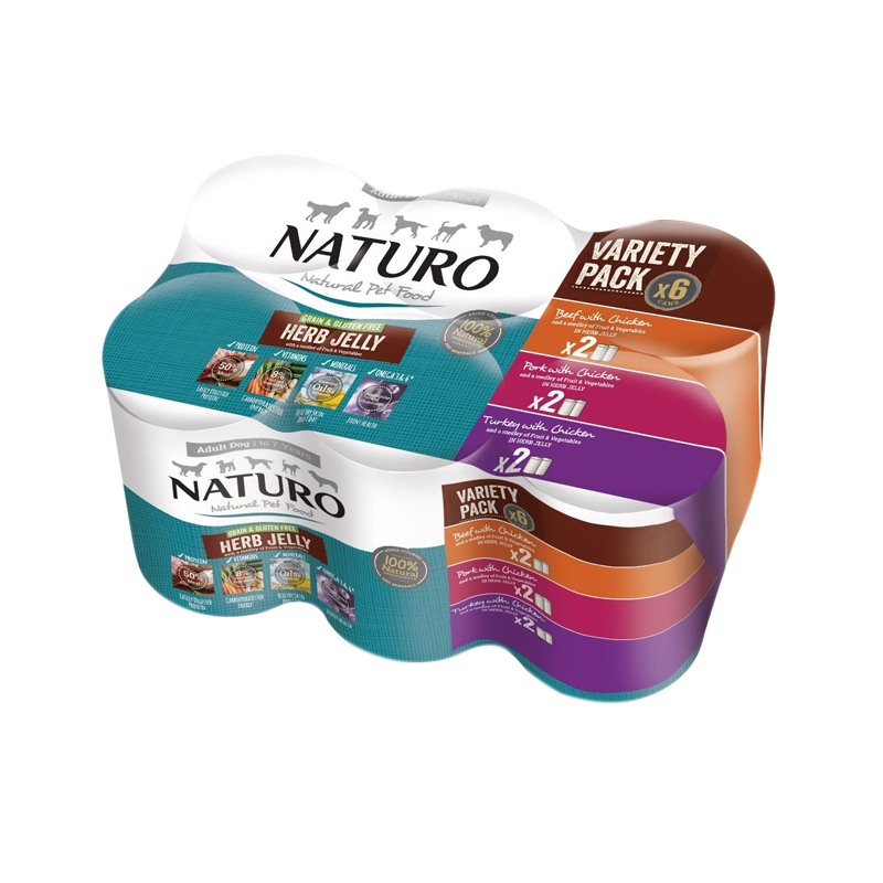 Naturo - Dog Cans - Grain & Gluten Free Jelly Variety (4 x 6 pack)