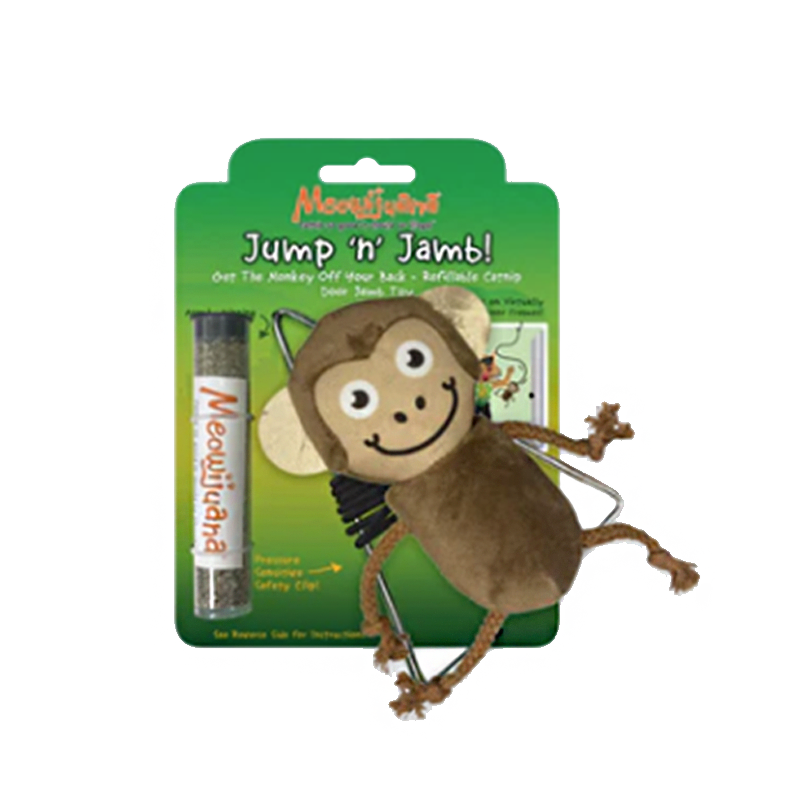 Meowijuana - Jump 'n' Jamb - Get the Monkey off Your Back Refillable Catnip Swinging Toy
