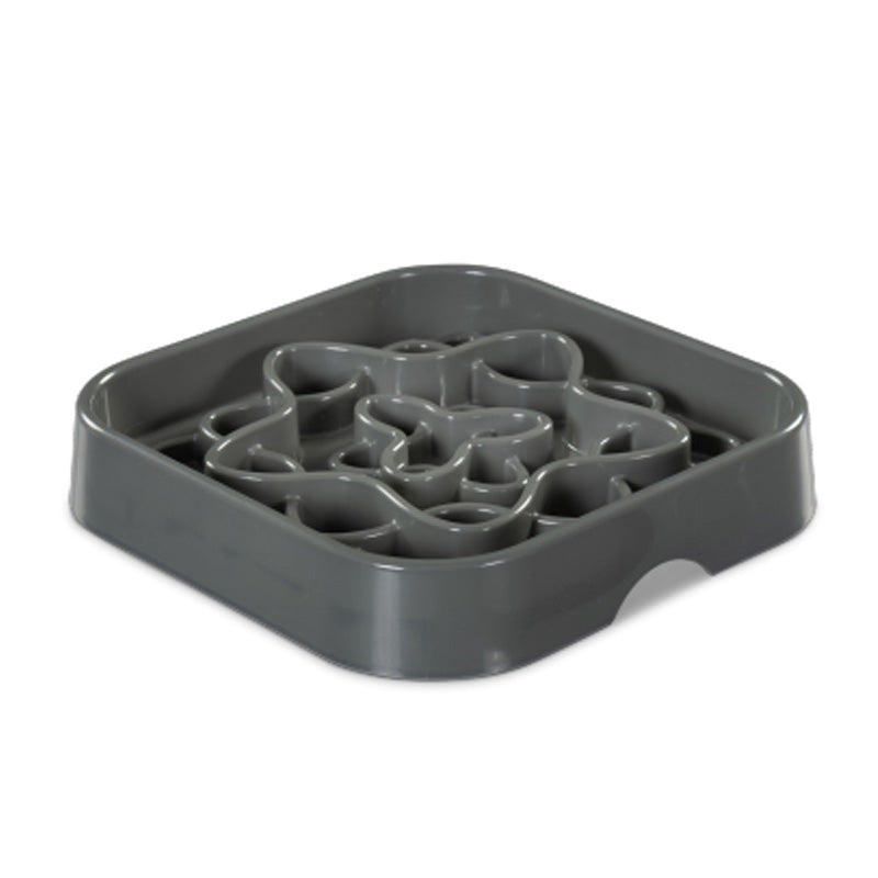 Messy Mutts - Feeder - Slow - Interactive - Melamine - Square - Grey