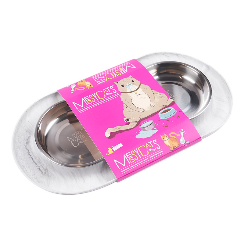 Messy Cats - Feeder - Double - Silicone - Marble