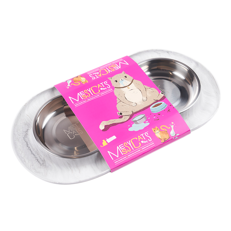 Messy Mutts - Cat Marble Double Silicone Feeder