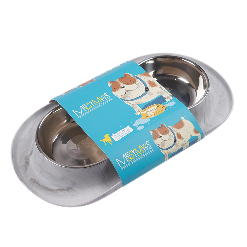 Messy Mutts - Feeder - Double - Silicone - Marble