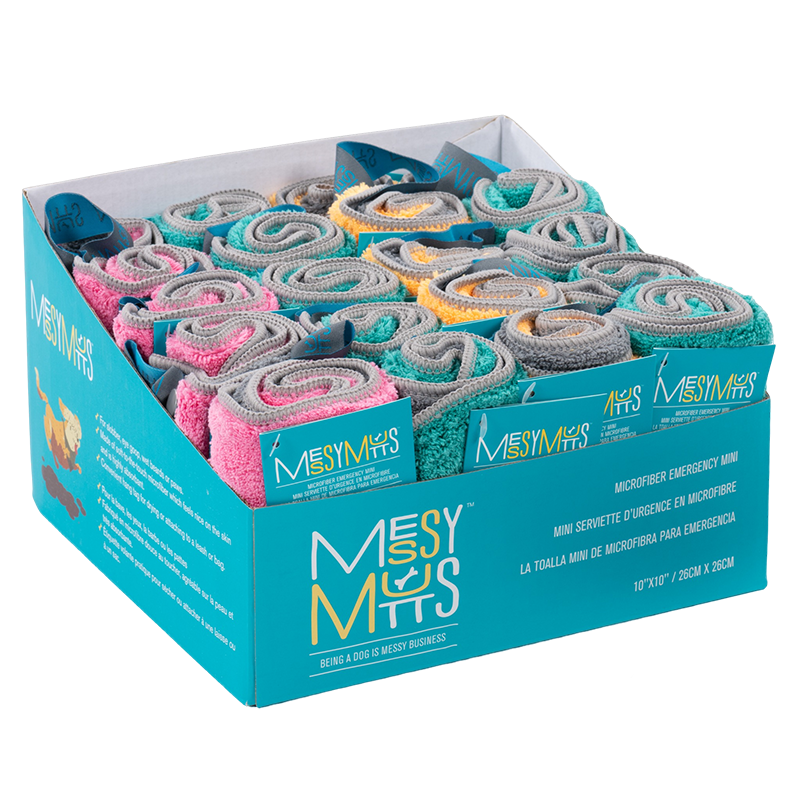 Messy Mutts - 20pc Microfiber Emergency Mini Towel Counter Display