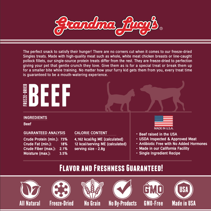 Grandma Lucy's - Singles - Beef -Freeze Dried 2oz