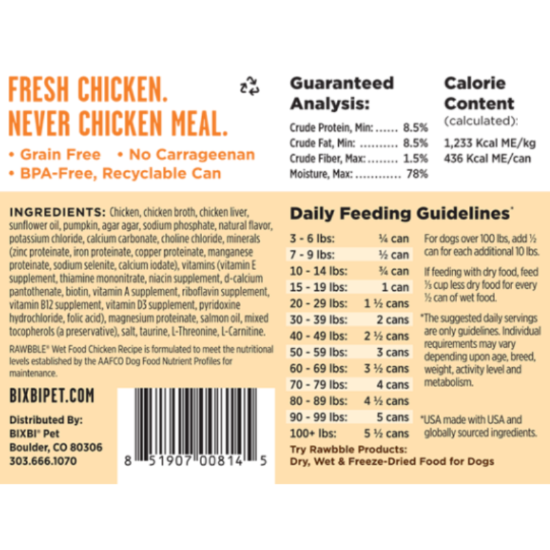 BIXBI - Rawbble Can - Chicken - 12.5oz - case of 12