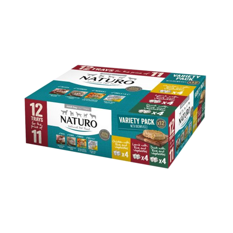 Naturo - Dog Trays - Variety Pack with Rice 12pk