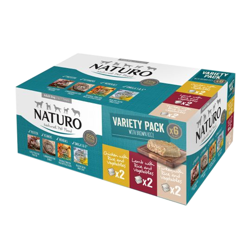 Naturo - Dog Trays - Variety Pack with Rice 6pk (Case of 3)