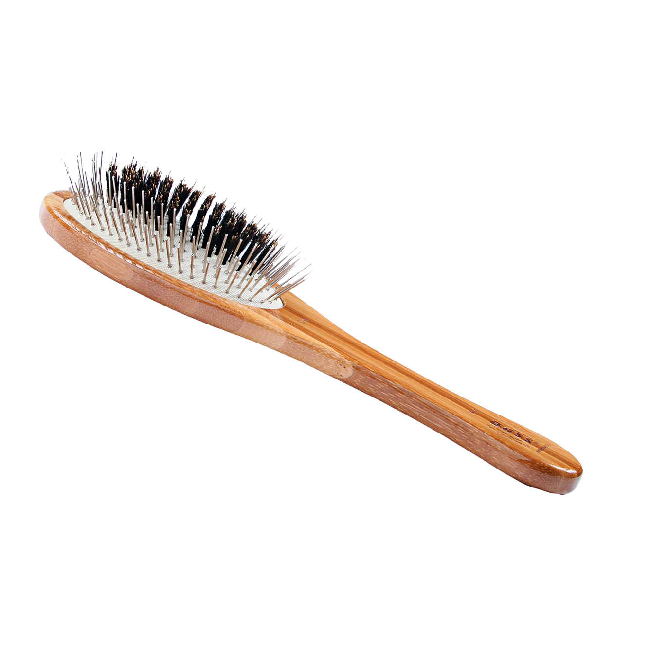 Bass Brushes - Wire/Boar Pet Groomer - Bamboo Wood Handle