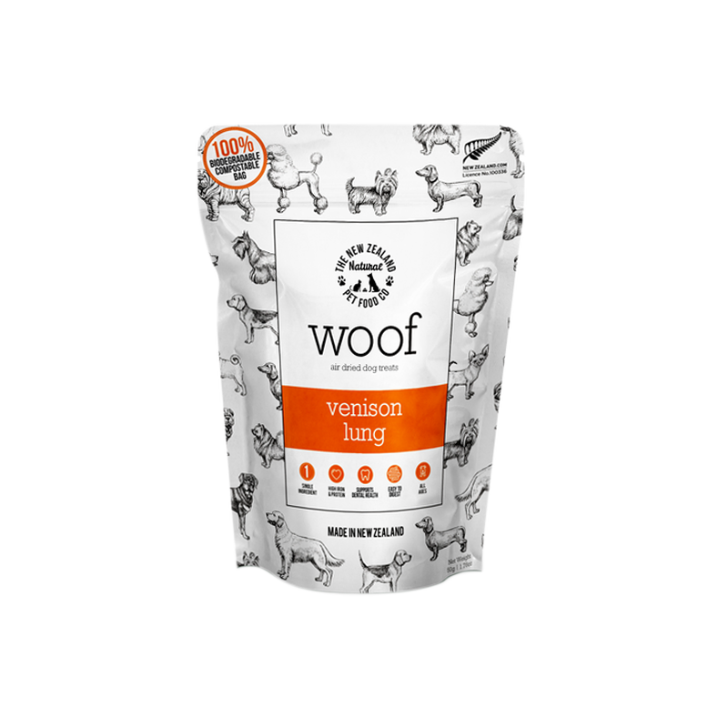 NZ Natural Pet Food Co- Air Dried- Treats - Woof - Venison Lung Treat 50g